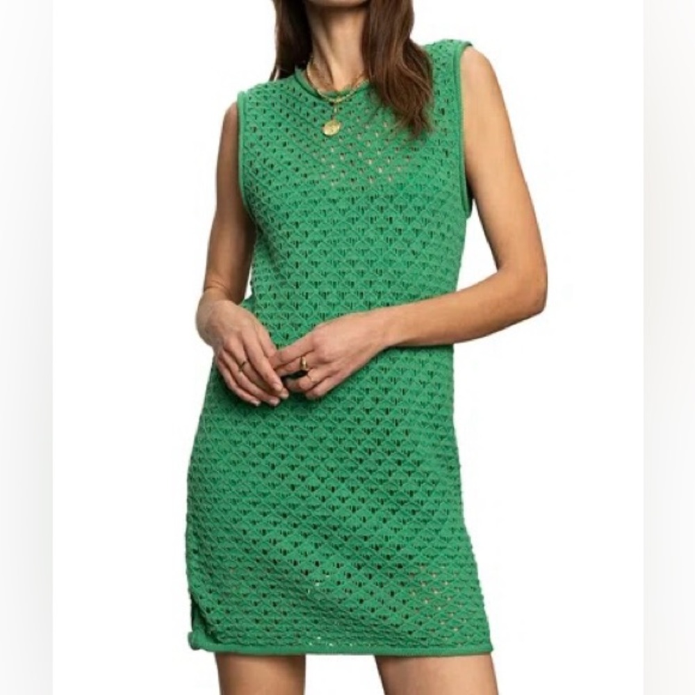 Sanctuary‎ Kelly Green Crochet Sleeveless Mini Dress Size S